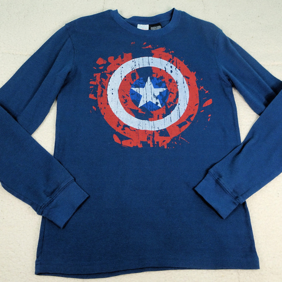 Marvel Captain America Blue L/S Thermal Medium - Picture 1 of 7